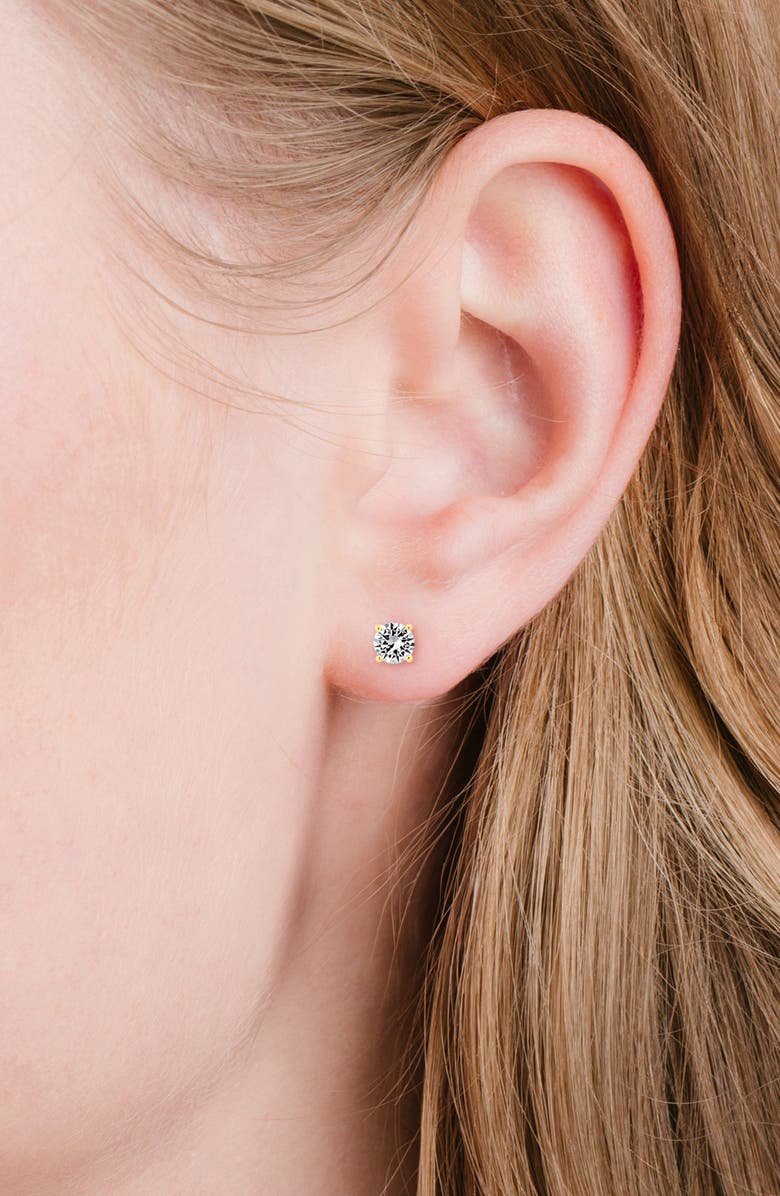 Crislu Brilliant Cut Cubic Zirconia Stud Earrings, Alternate, color, 18Kyg/ Clear Stone