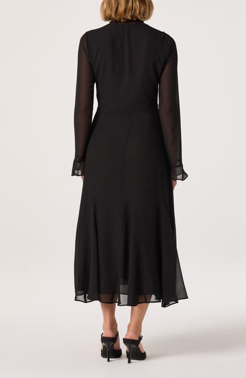 Astr The Label Tie Neck Long Sleeve Dress In Black