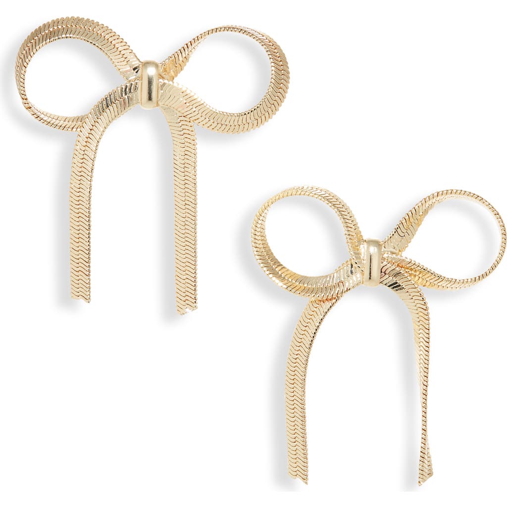 Cara Slinky Bow Drop Earrings In Gold
