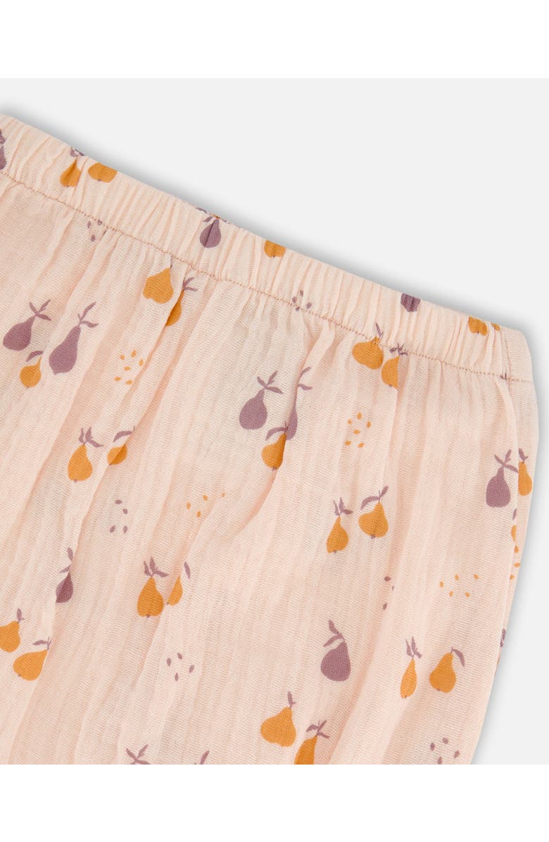 Deux par Deux Baby Girl's Printed Muslin Top And Bloomer Set Peach With Pears, Alternate, color, Peach With Pears Print