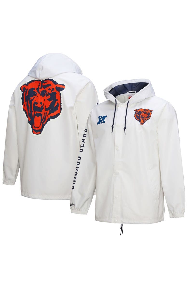 Mitchell & Ness Men's Mitchell & Ness  White Chicago Bears Vintage Logo Coaches Full-Snap Hoodie Jacket, Alternate, color, 
