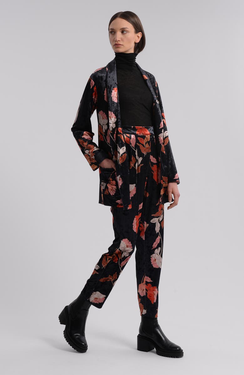 Molly Bracken Floral Oversize Velvet Blazer, Alternate, color, 