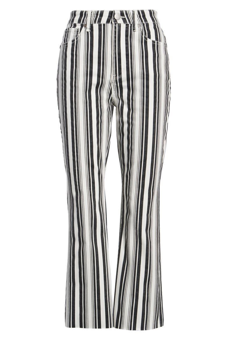 Stripe Crop Flare Jeans, Alternate, color, WHITE BLACK