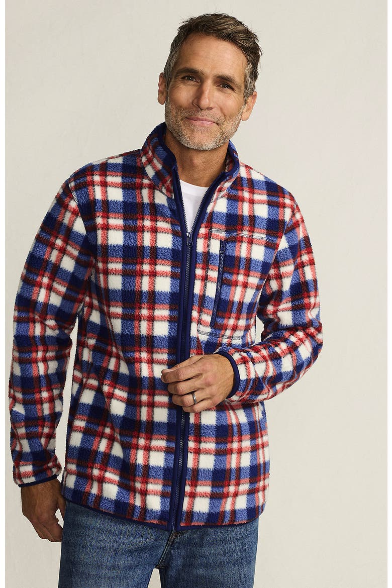 Full Zip High Pile Fleece Jacket, Main, color, Navy/Bourbon Plaid