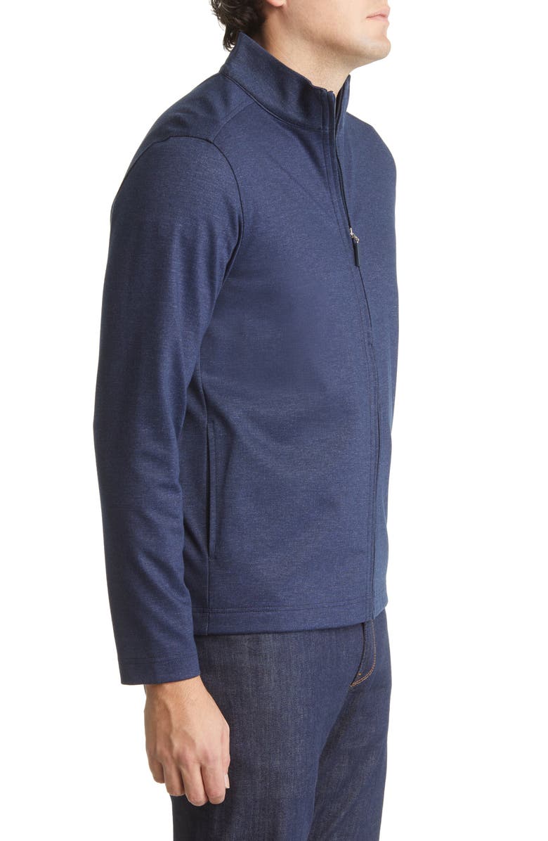 Johnston & Murphy Textured Full Zip Sweatshirt, Alternate, color, Navy