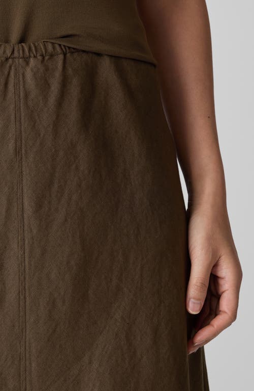 Eileen Fisher Bias Cut Organic Linen A-line Skirt In Brown