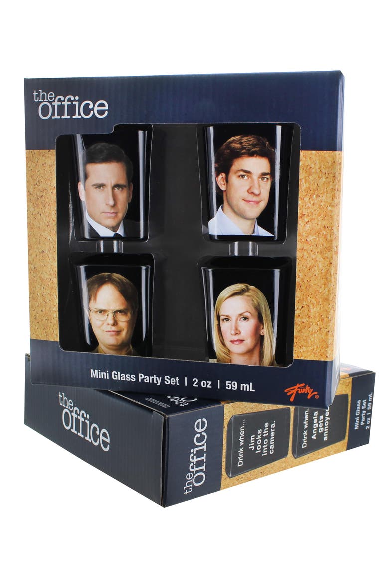 The Office Character Shot Glass Drinking Game | 2 Ounce Glasses | Set of 4, Alternate, color, Black