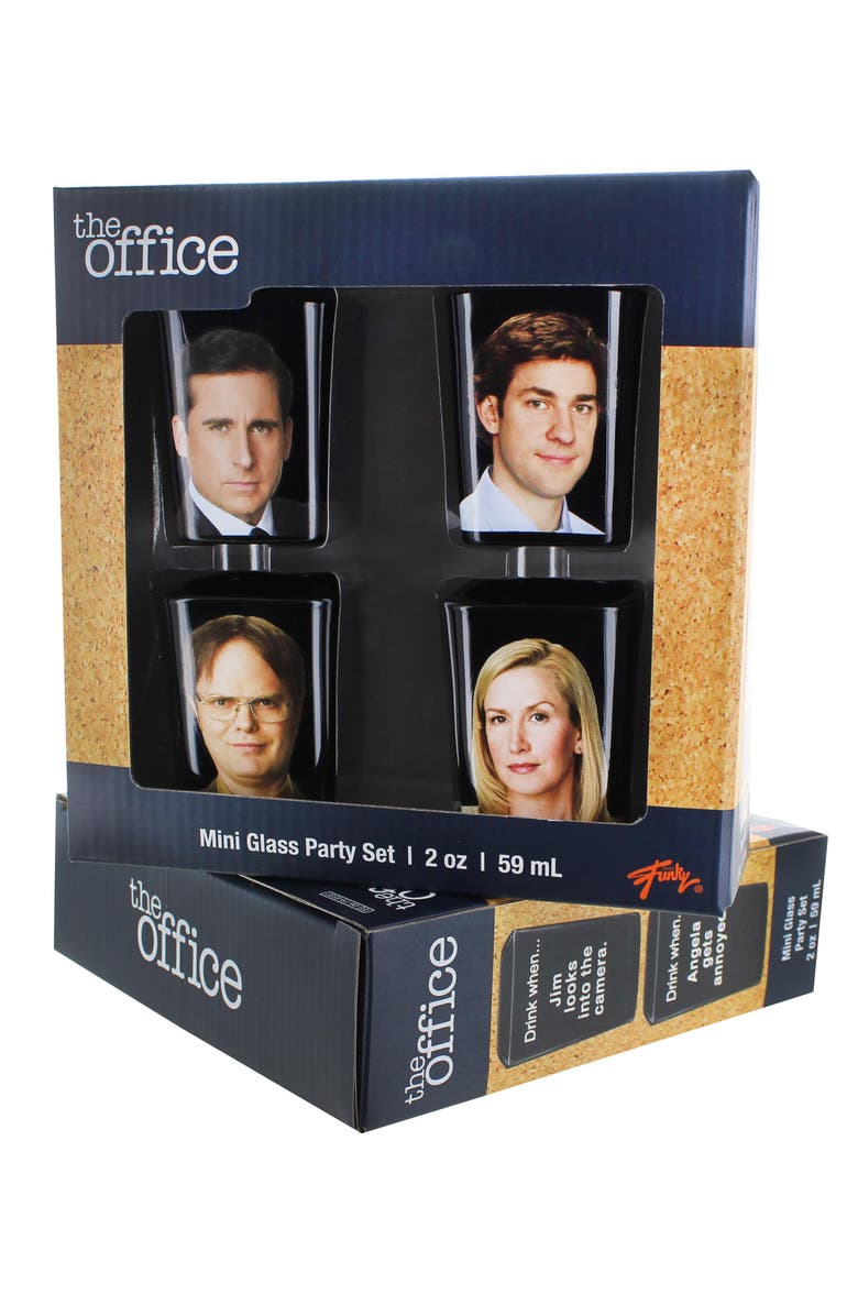 Just Funky The Office Character Shot Glass Drinking Game | 2 Ounce Glasses | Set of 4, Alternate, color, Black