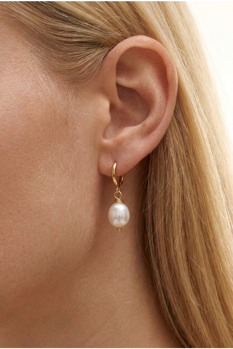 Zircon Necklace and Pearl Drop Earrings Set, Alternate, color, Gold