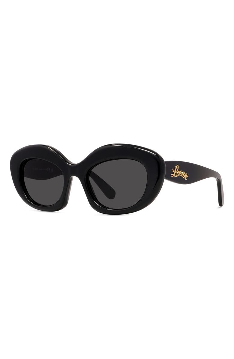 Loewe Curvy 51mm Cat Sunglasses, Alternate, color, Shiny Black / Smoke