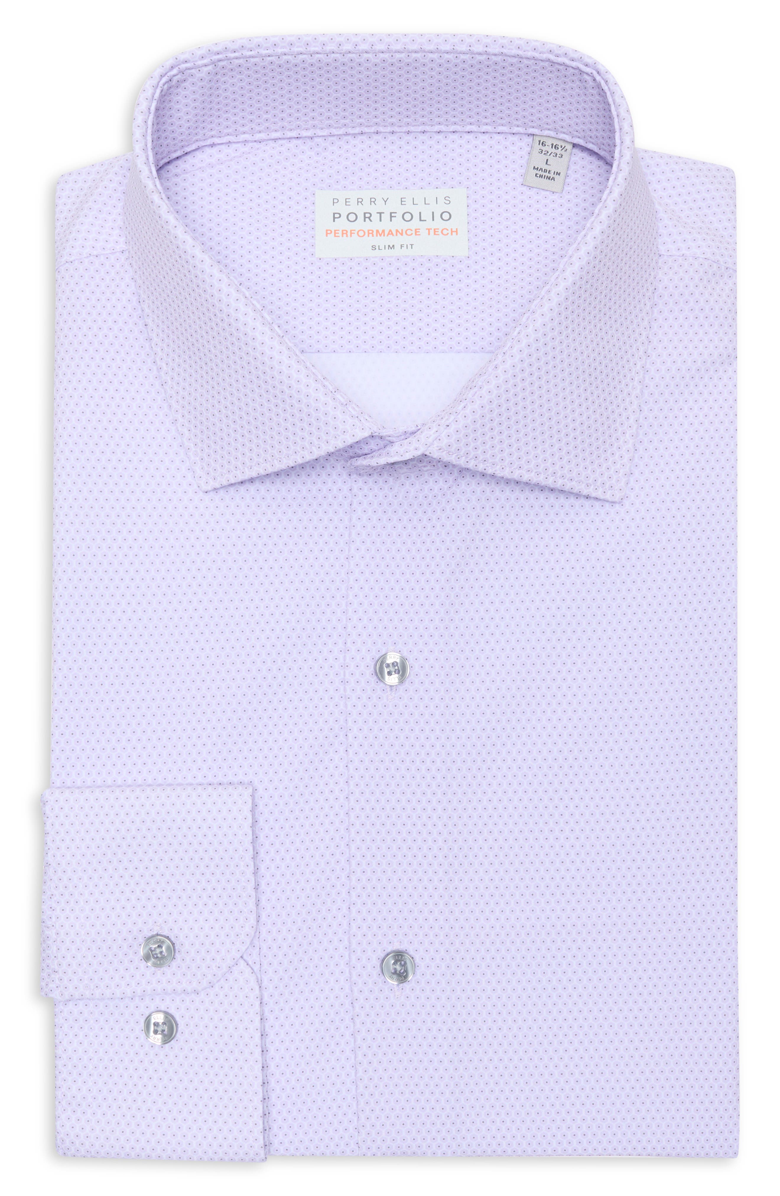 Perry Ellis Slim Fit Geometric Print Performance Tech Dress Shirt