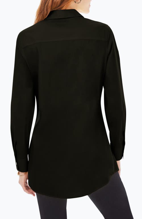 Foxcroft Cici Non-iron Stretch Tunic Shirt In Black