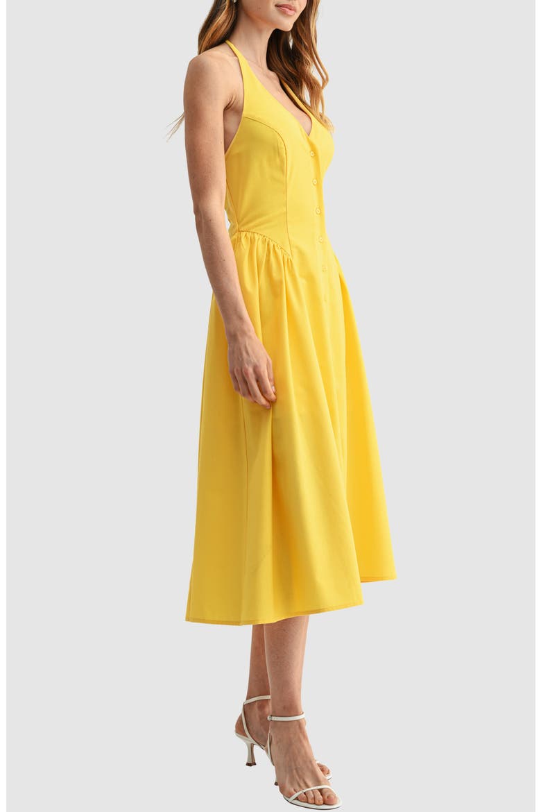 Halter Button Front Midi Dress, Alternate, color, YELLOW