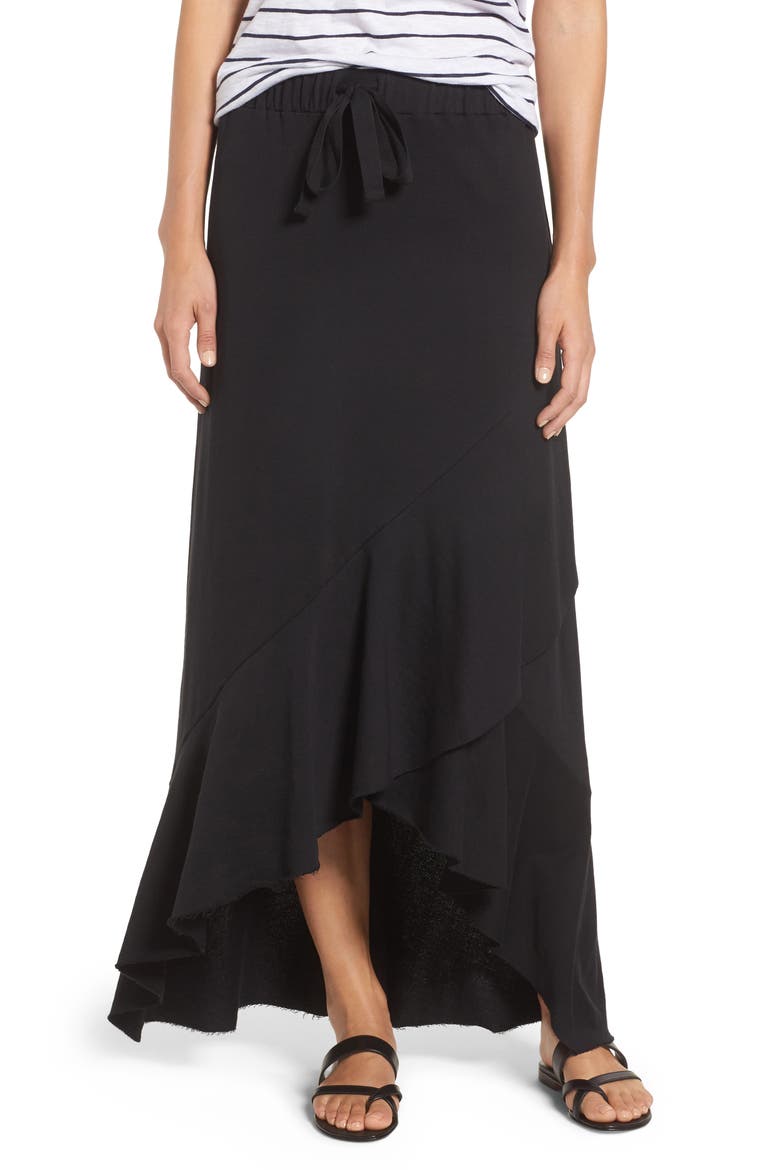 High/Low Cotton Blend Utility Skirt, Main, color, BLACK