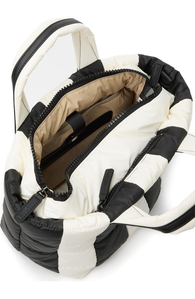 VeeCollective Small Porter Colorblock Recycled Nylon Tote, Alternate, color, Black - Marshmallow Stripes