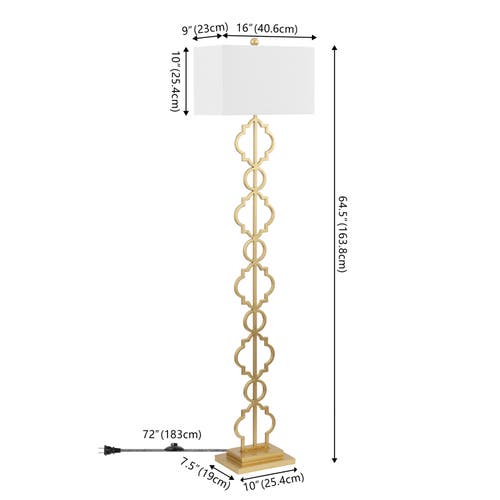 Jonathan Y Selina Iron Ogee Trellis Modern Led Floor Lamp In Gold Painting