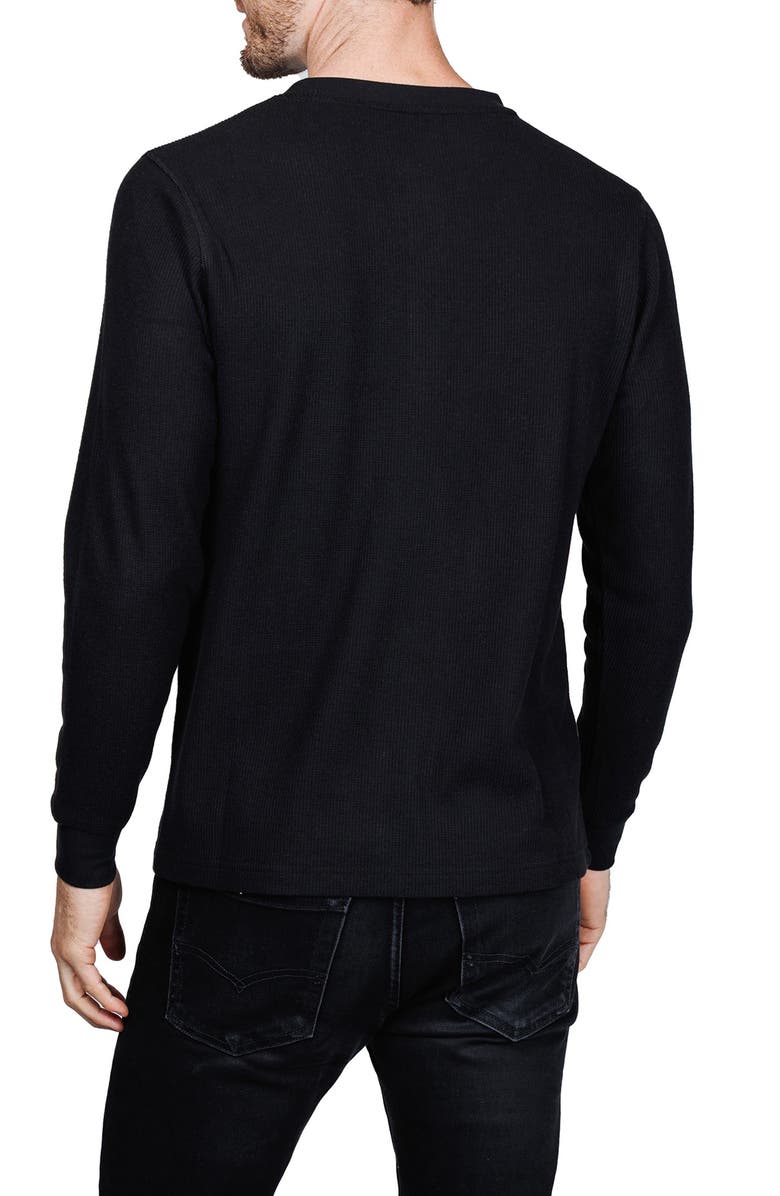 TailorByrd Cozy Waffle Knit Long Sleeve Henley, Alternate, color, Black Heather