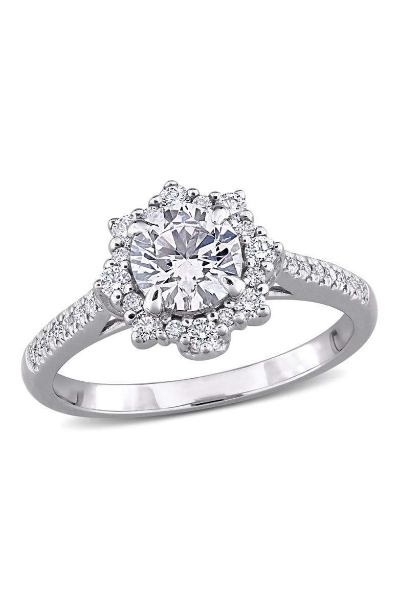 Lab-Grown Diamond Halo Engagement Ring 14k, Main, color, White Gold