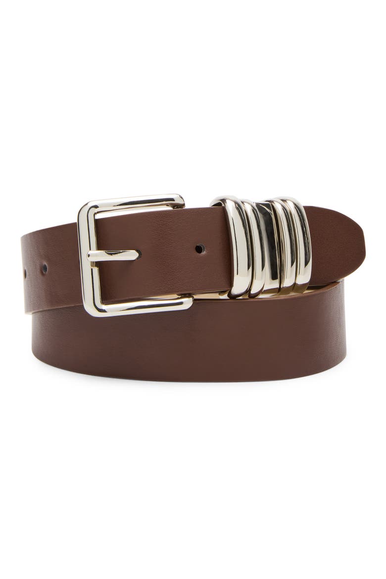 Multi Keeper Faux Leather Belt, Alternate, color, CHOCOLATE
