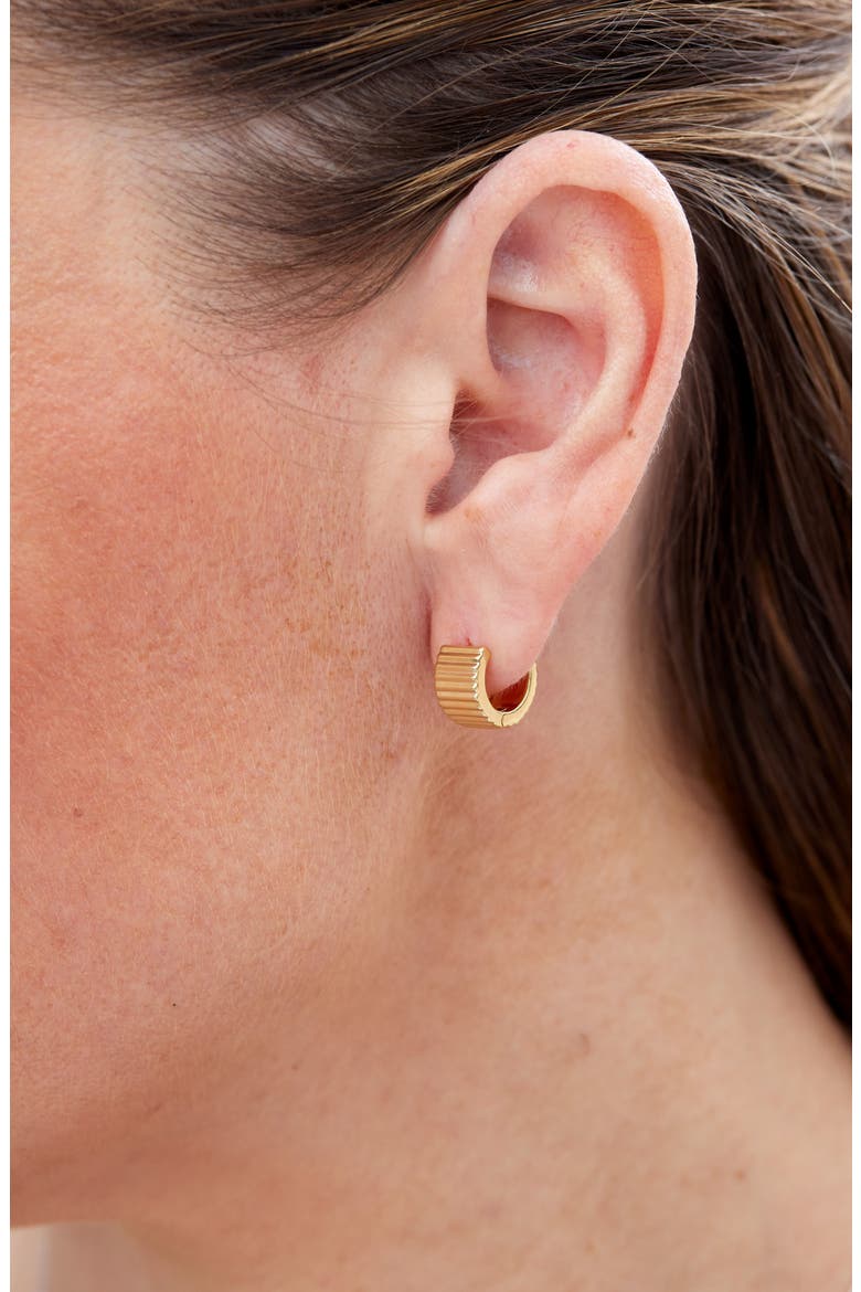 Chubby Ribbed Huggie Hoop Earrings, Alternate, color, YELLOW