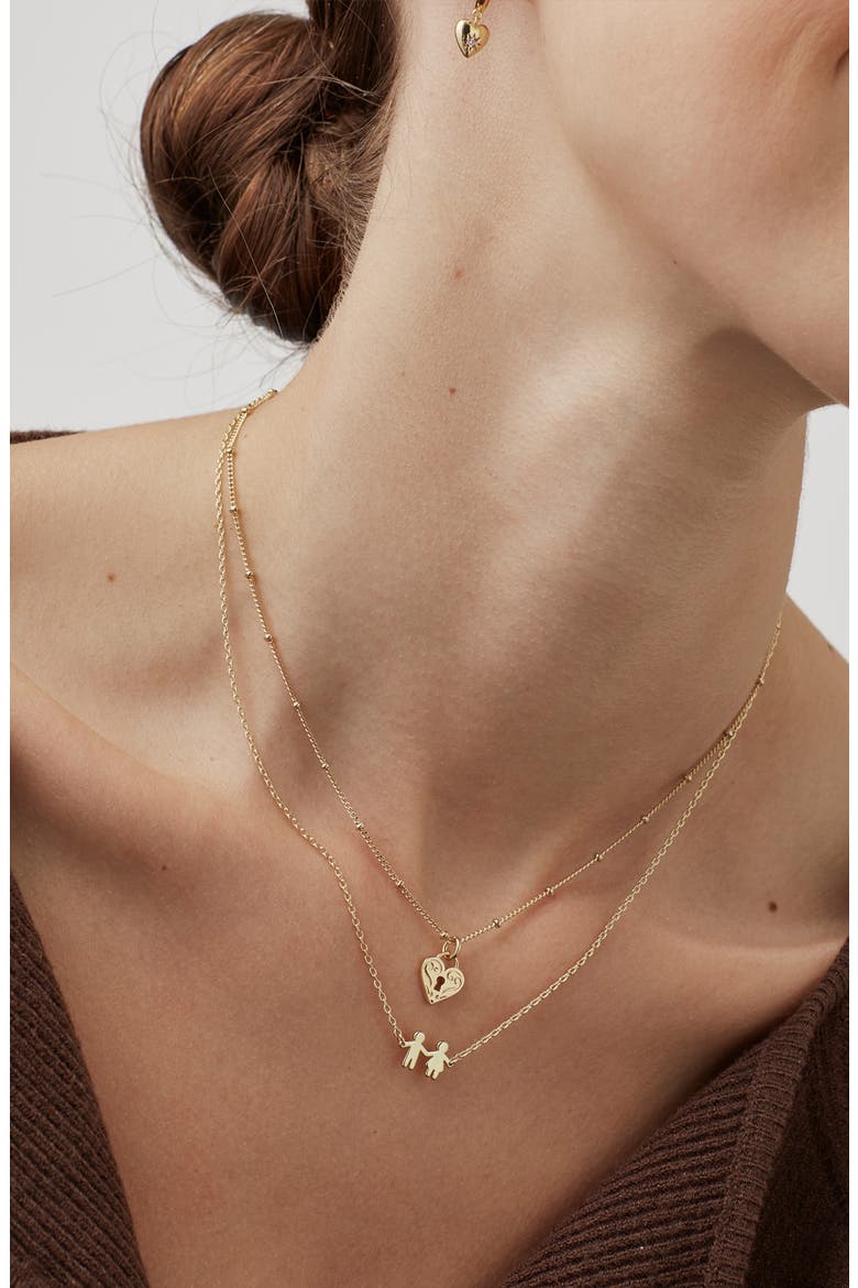 People Pendant Necklace, Alternate, color, GOLD