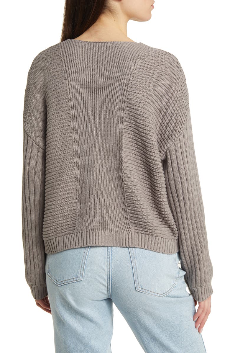PacSun Feel the Breeze Mix Stitch Cotton V-Neck Sweater, Alternate, color,