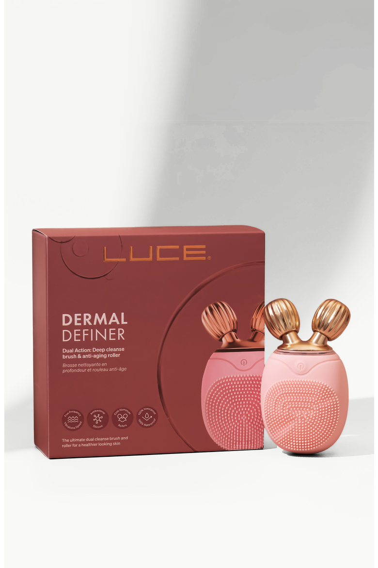 Dual-Sided Cleansing Face Brush, Massager & Roller - Travel-Friendly, Main, color, PINK