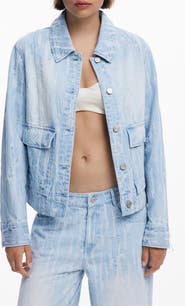 Desigual Distressed Denim Trucker Jacket