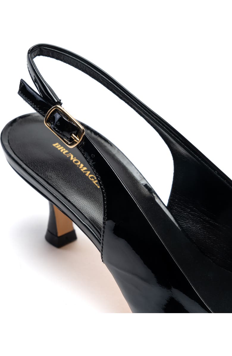 Bruno Magli Palerma Pointed Toe Kitten Heel Slingback Pump, Alternate, color, Black Patent