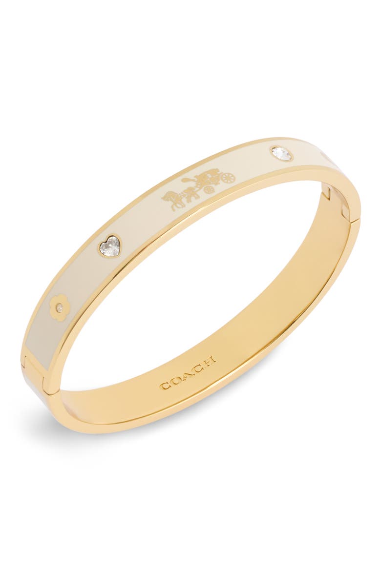 Enamel Bangle Bracelet, Main, color, WHITE/ GOLD