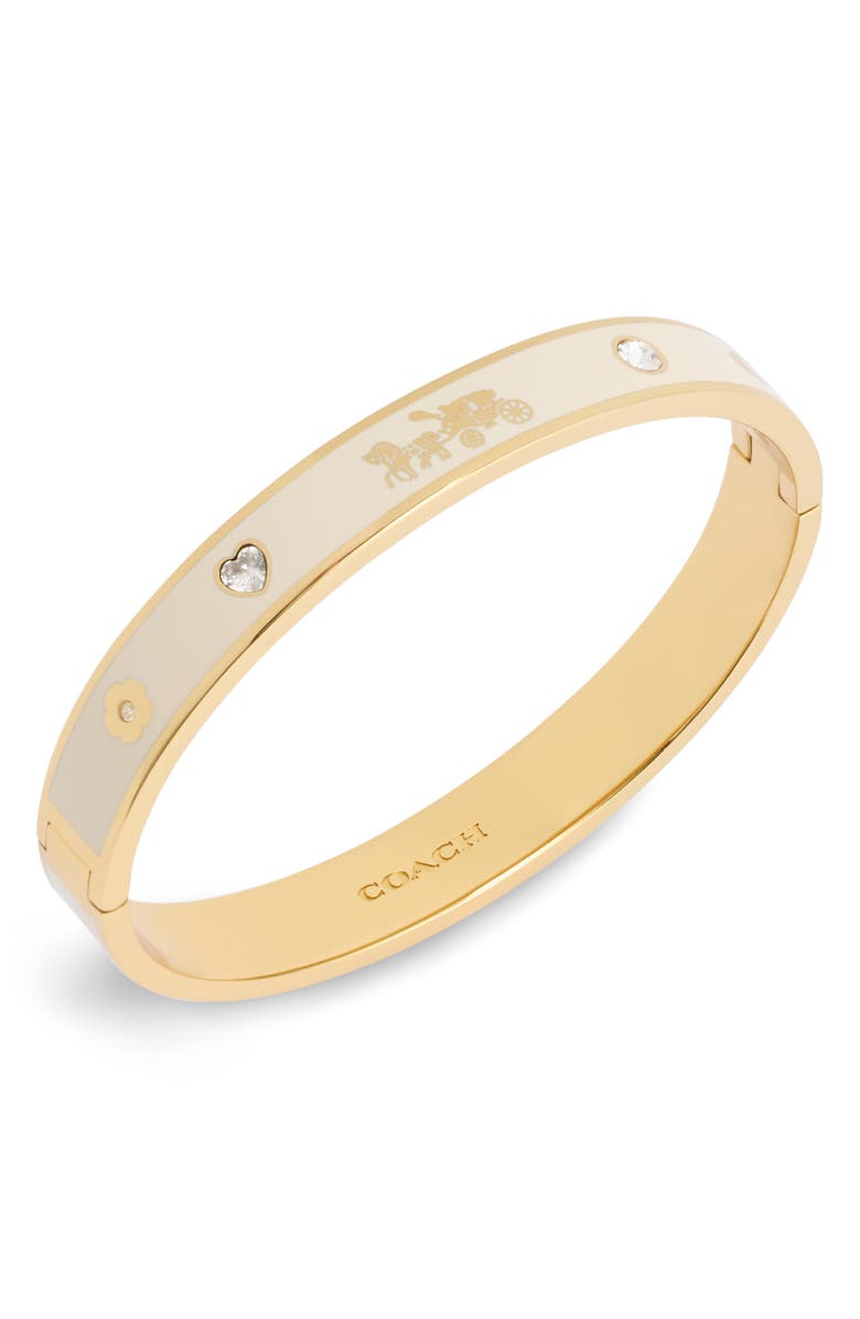 COACH Enamel Bangle Bracelet, Main, color, White/ Gold