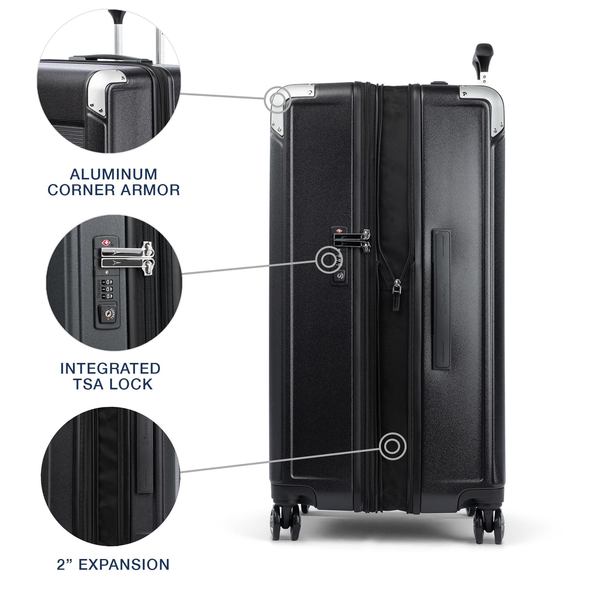 TRAVELPRO Platinum Elite Hardside Expandable Checked- Large 28-Inch Spinner Wheel Luggage, Alternate, color, Shadow Black
