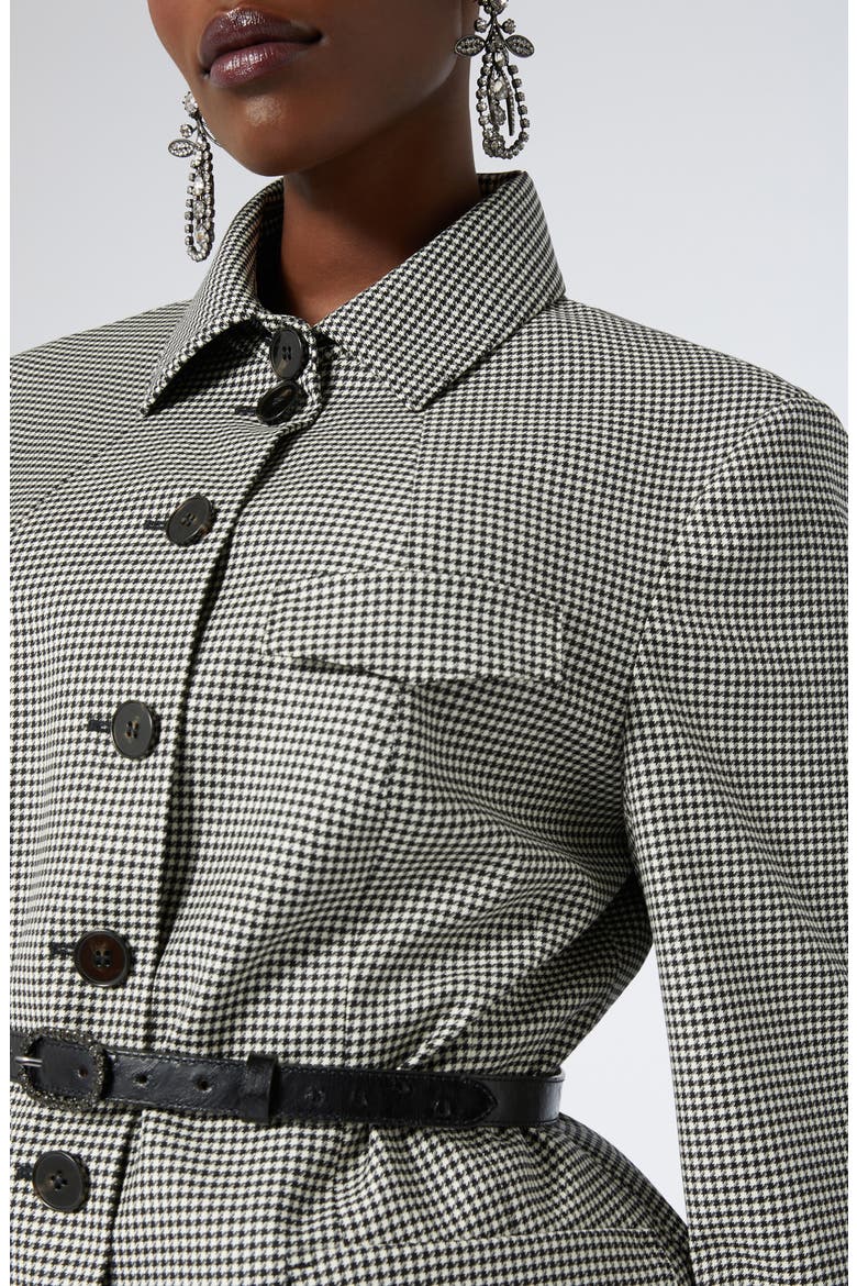 Teglia Houndstooth Virgin Wool Twill Jacket, Alternate, color, BLACK/ WHITE
