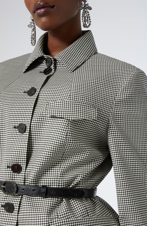 Shop Marina Rinaldi Teglia Houndstooth Virgin Wool Twill Jacket In Black/white