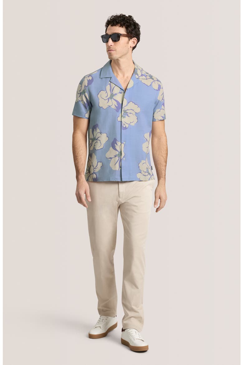 Floral Short Sleeve Button-Up Shirt, Alternate, color, BLUE