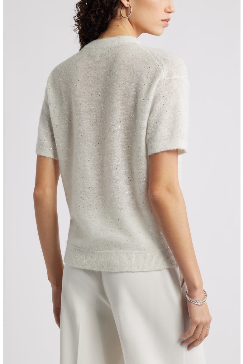 Short Sleeve Sequin Sweater, Alternate, color, IVORY-SILVER SEQUIN