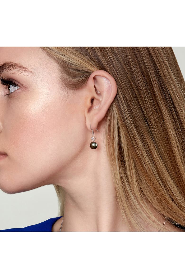 Tahitian South Sea Pearl & Diamond Lacy Earrings, Alternate, color, White Gold