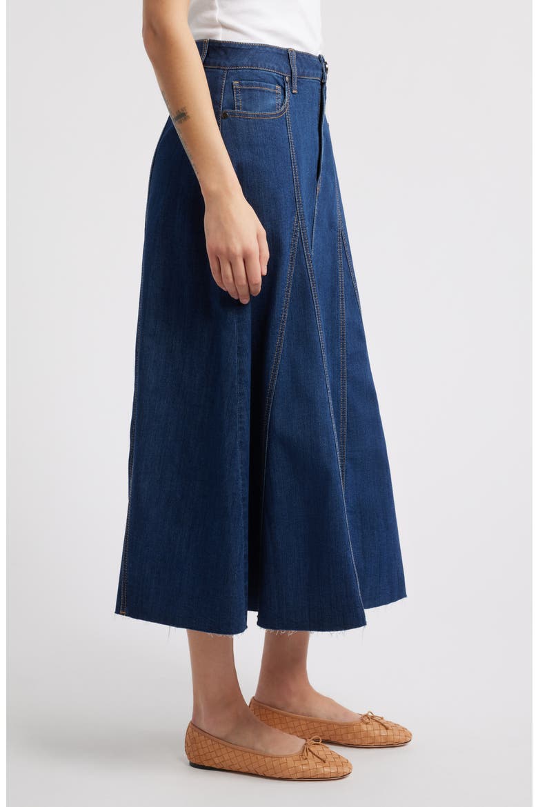 Raw Hem Denim A-Line Midi Skirt, Alternate, color, QUINLIN