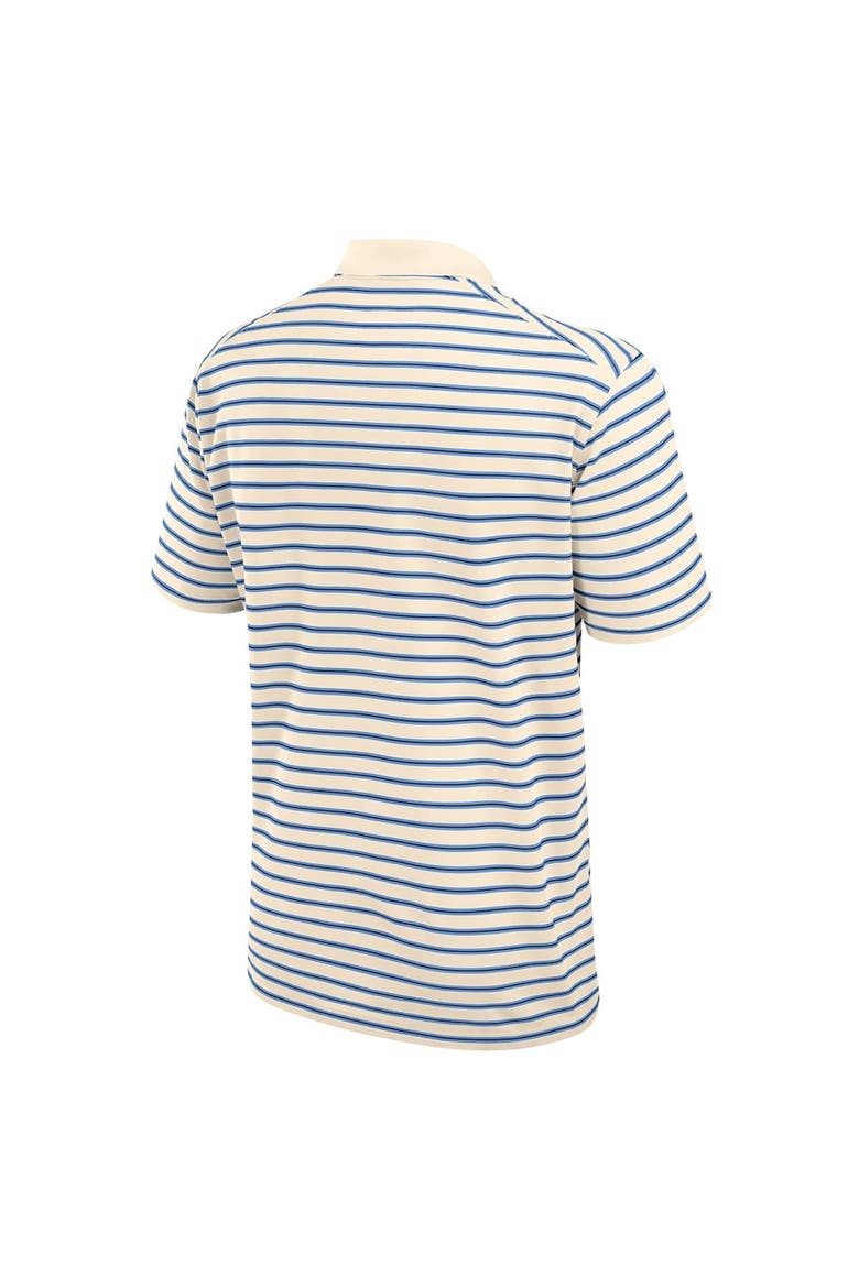 Men's Jordan Brand Tan/Carolina Blue North Carolina Tar Heels Primary Logo Striped Dri-FIT Polo, Alternate, color, Tan