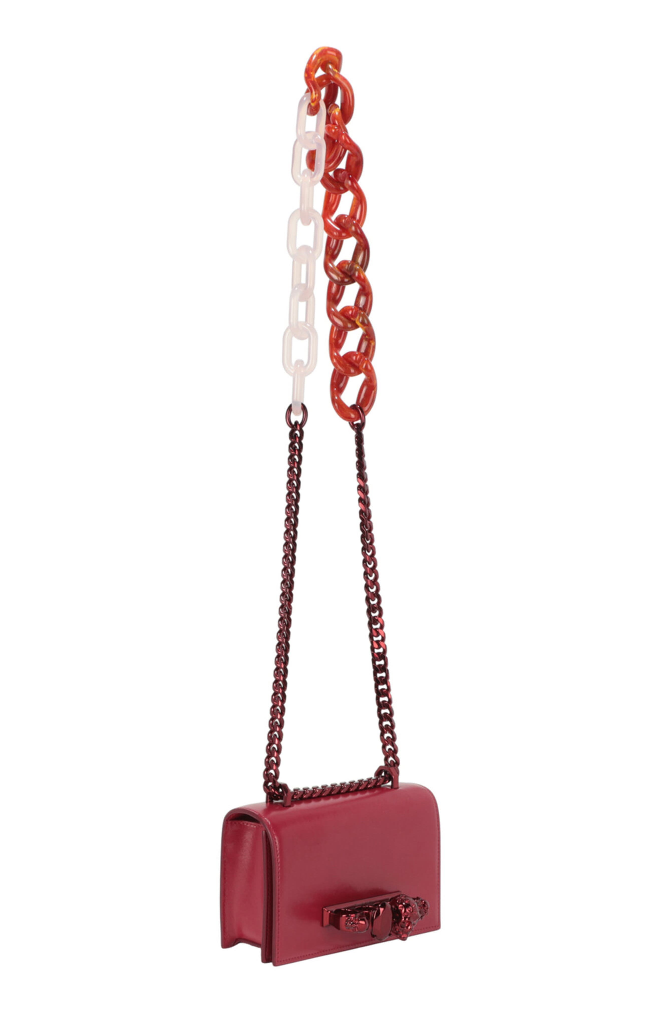 McQueen Mini Jeweled Crossbody Bag, Alternate, color, Red
