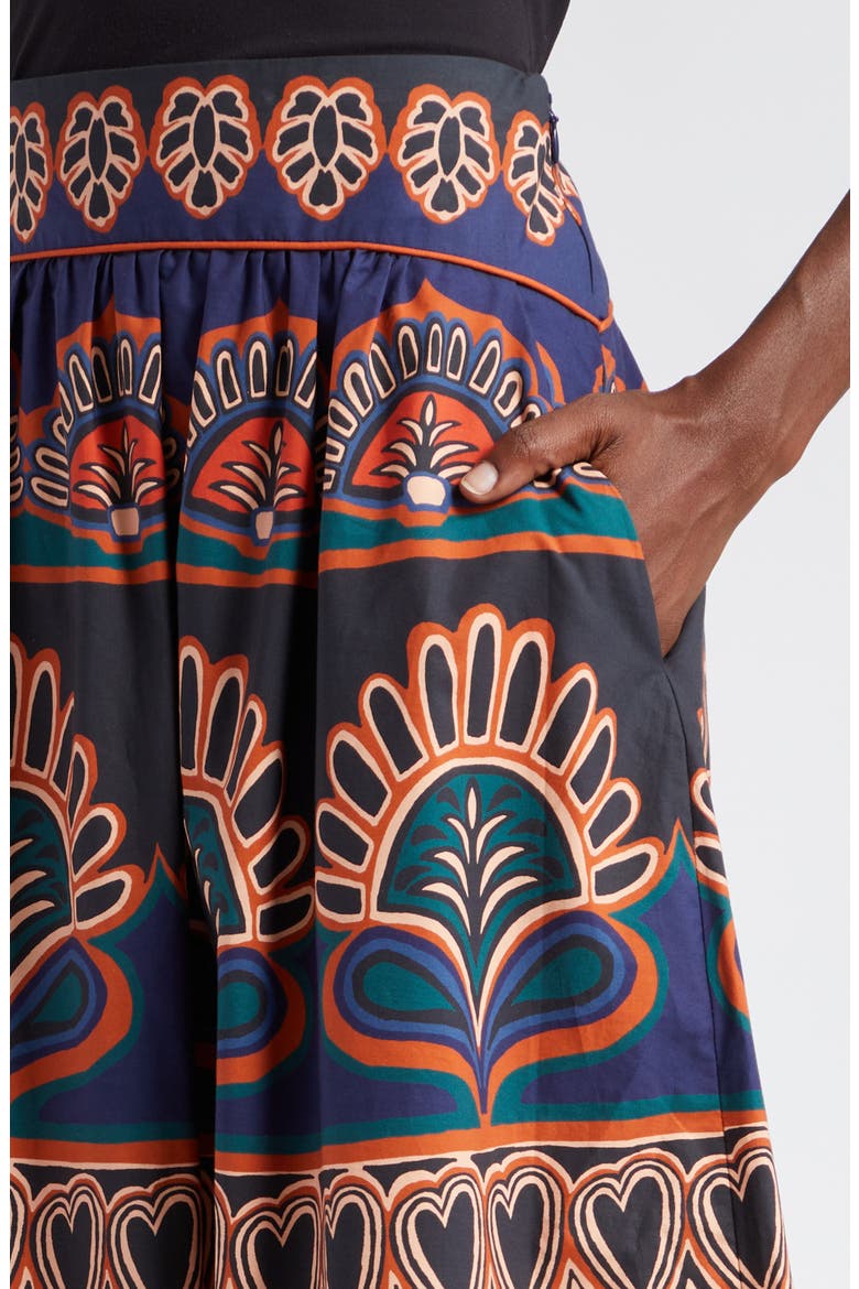 Ainika Tapestry Midi Skirt, Alternate, color, ORANGE