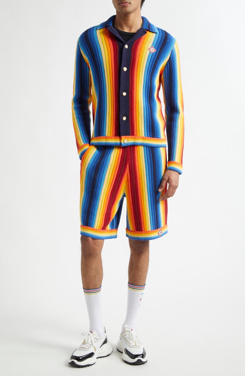 Casablanca Gradient Stripe Terry Cloth Shorts, Alternate, color, Blue Multi