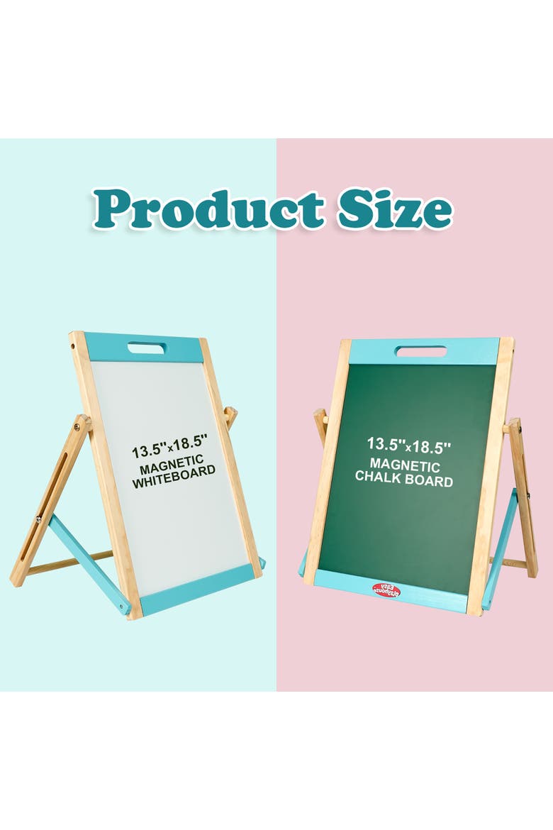 Wooden Tabletop Art Easel Doublesided Magnetic Chalk & White, Alternate, color, Multicolored