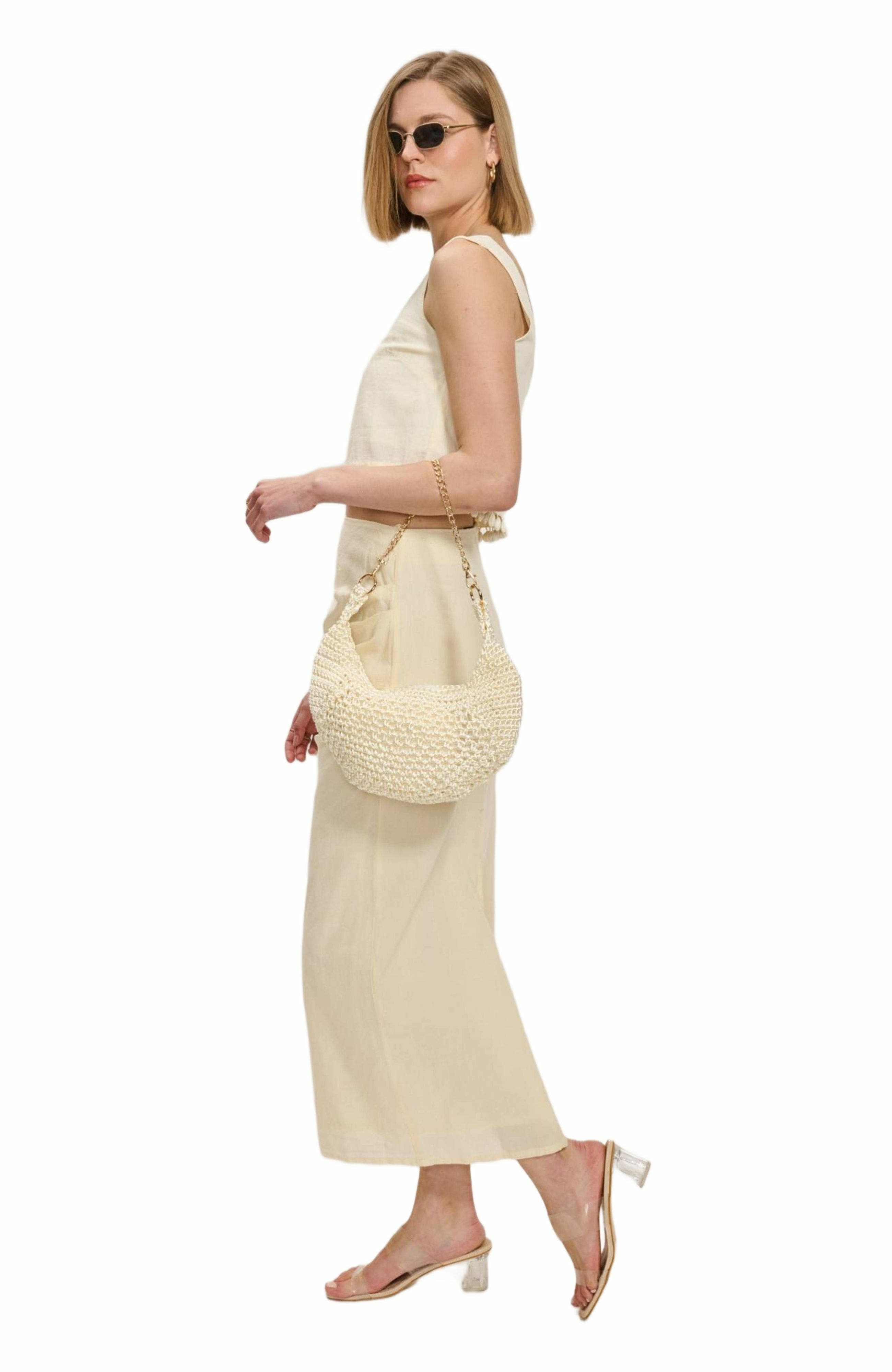 Chic Soraya Vegan Leather Shoulder Bag for Effortless Style, Alternate, color, Ivory