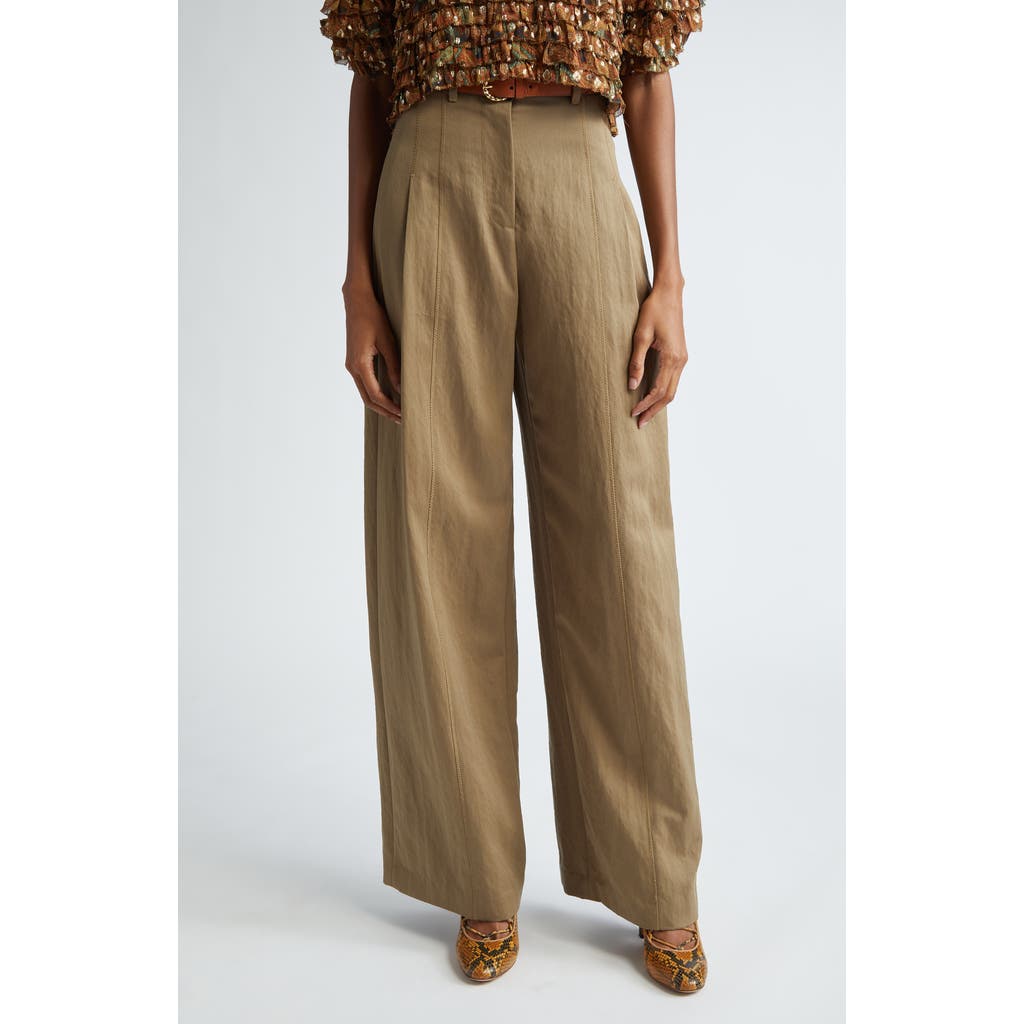 Ulla Johnson Delvine High-rise Pleated Wide-leg Pants In Driftwood