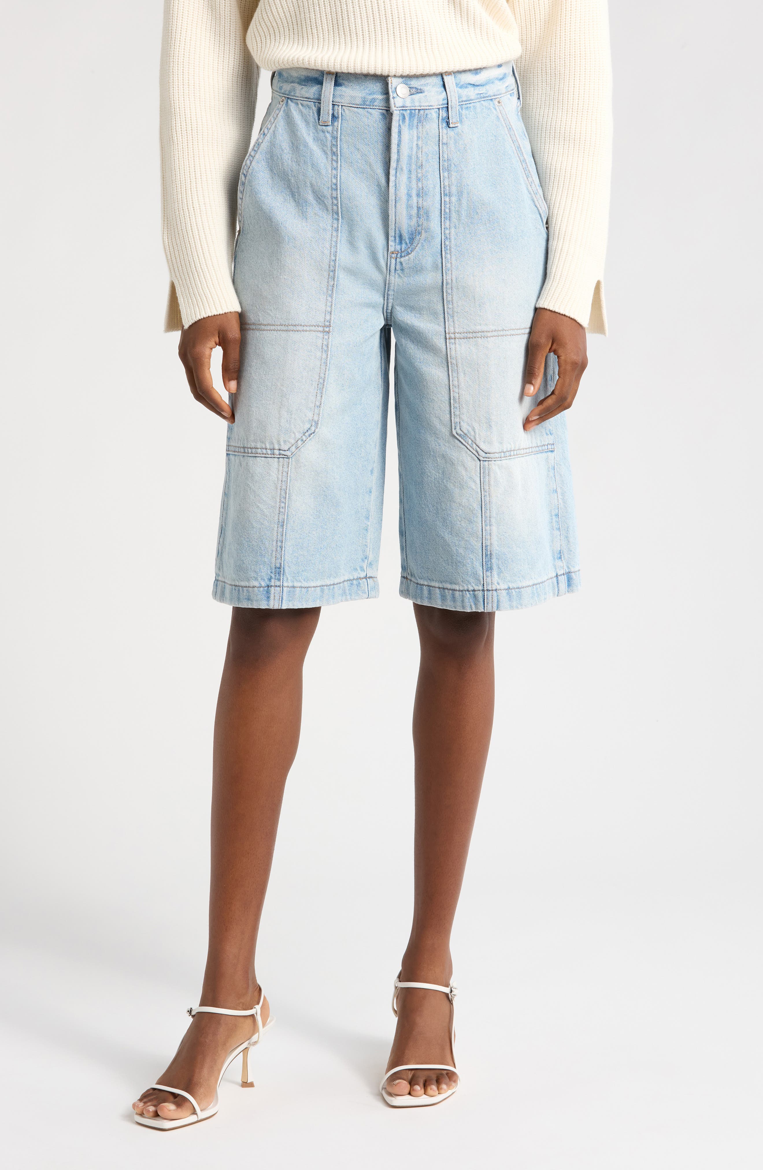 Carter High Waist Denim Carpenter Bermuda Shorts