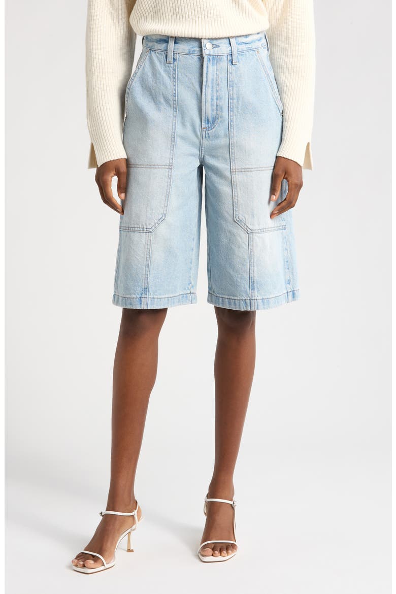 Carter High Waist Denim Carpenter Bermuda Shorts, Main, color, WIMBLEDON