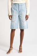 Pistola Carter High Waist Denim Carpenter Bermuda Shorts