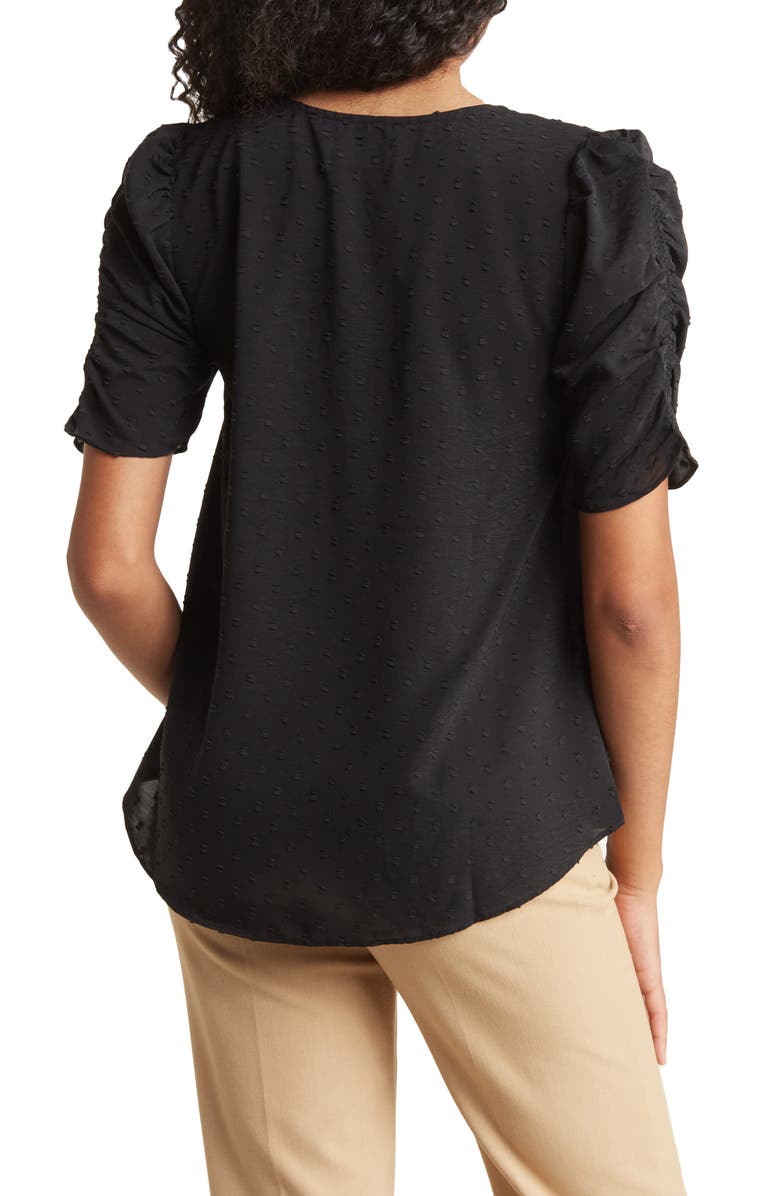 Everleigh Ruched Sleeve Swiss Dot Blouse, Alternate, color, 