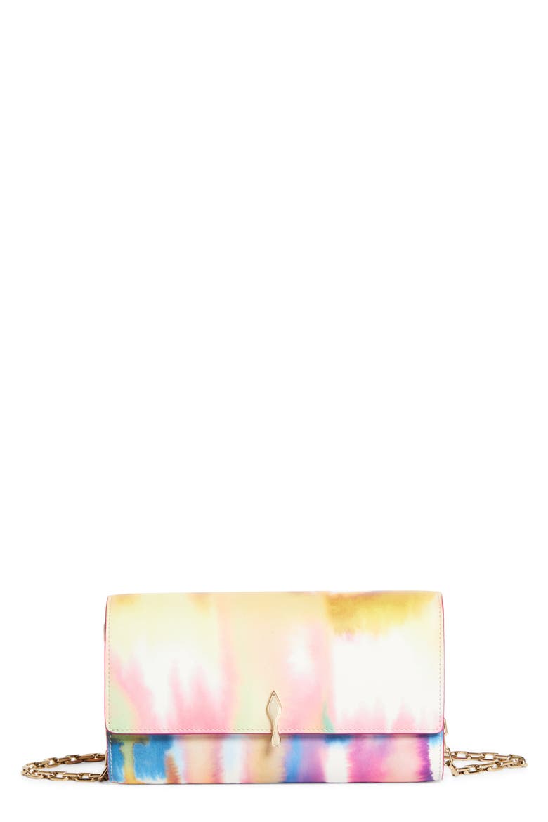 Bettina Tie Dye Patent Leather Wallet on a Chain, Main, color, M023 MULTI/ GOLD